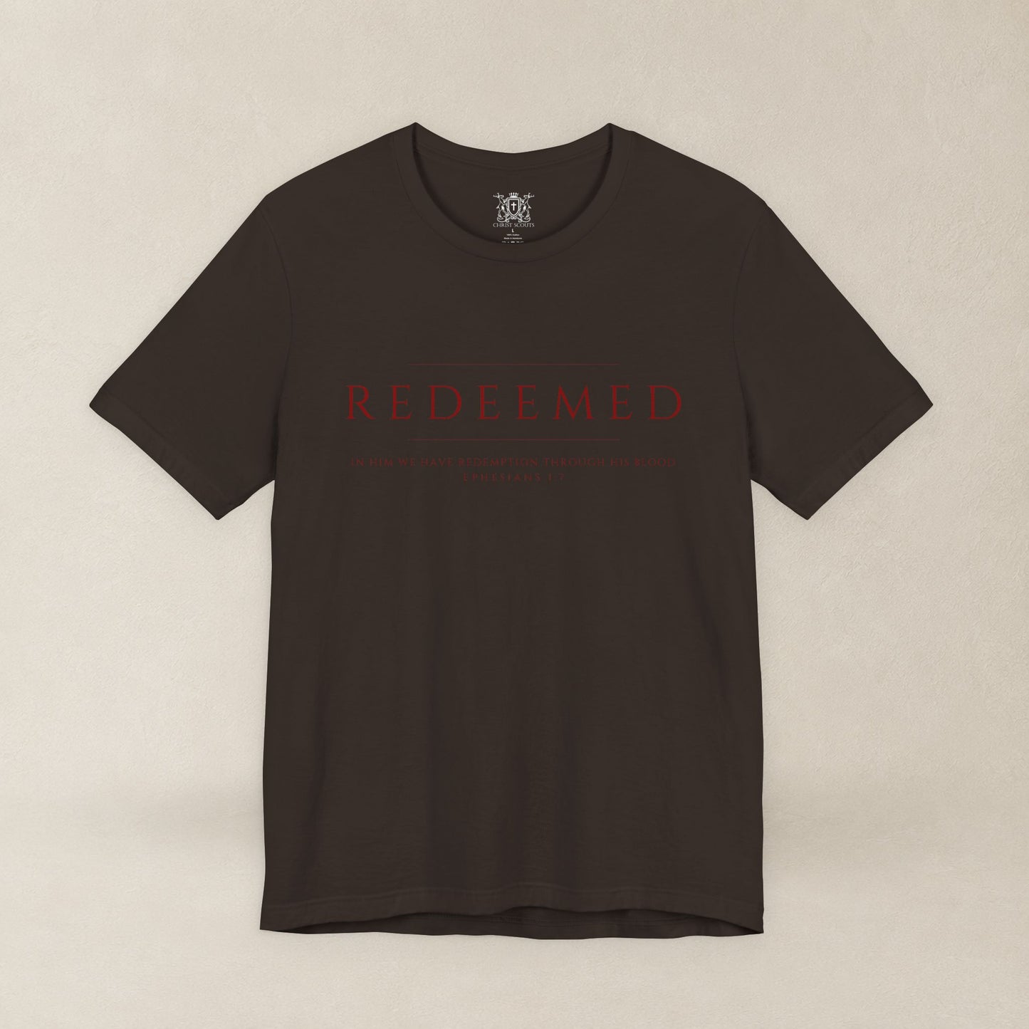 REDEEMED Christian Shirt | Ephesians 1:7 Bible Verse Tee | Christian Apparel