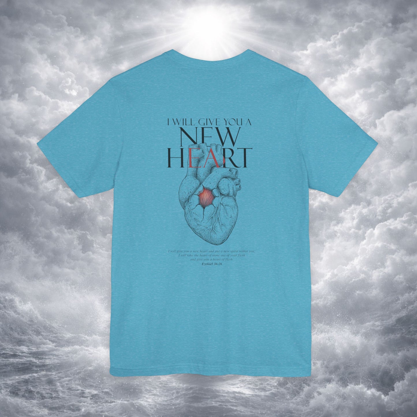 New Heart — Ezekiel 36:26 Christian Typographic Tee | Christ Scouts