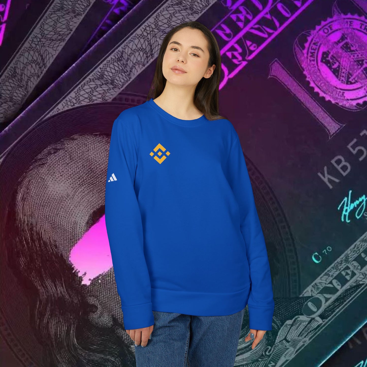 adidas® Unisex Fleece Crewneck Sweatshirt (Binance - BNB)