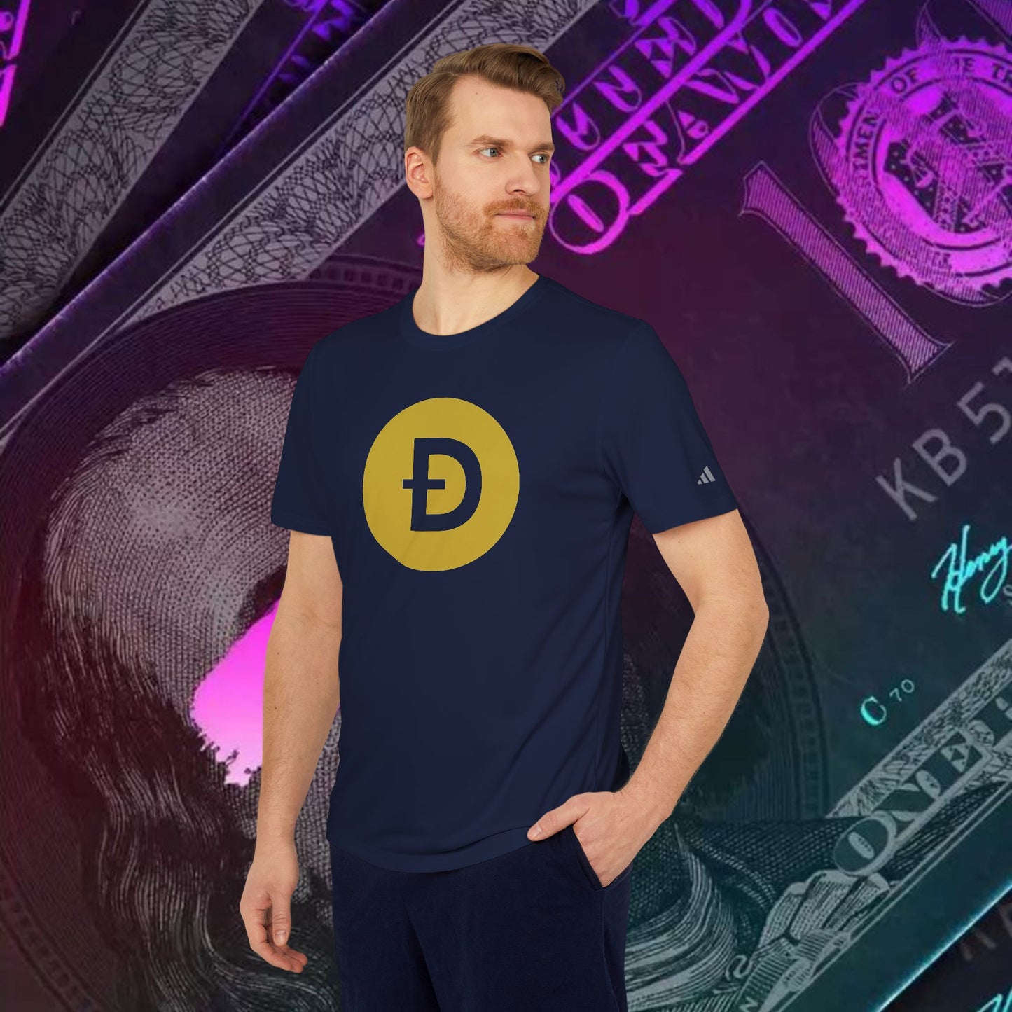 adidas® Unisex Sport T-shirt (Dogecoin - DOGE) big logo