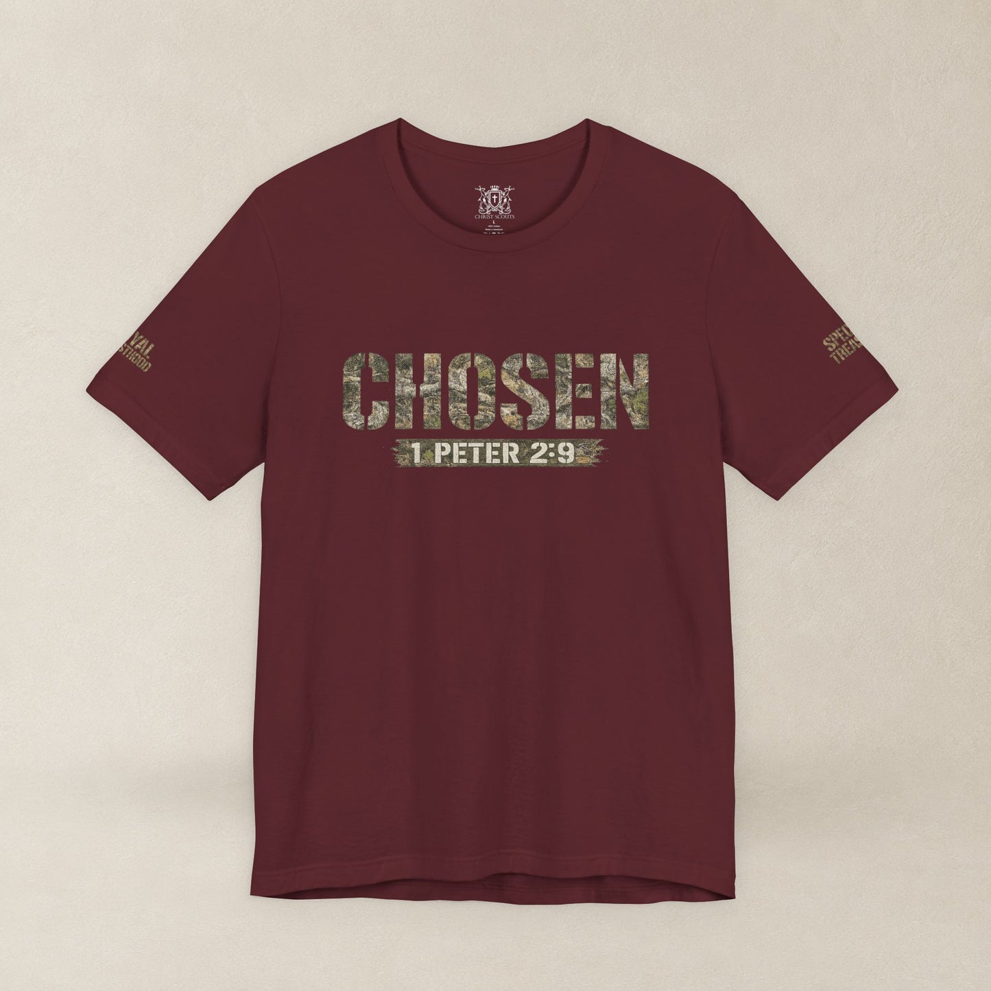 CHOSEN Camo Tee, Royal Priesthood, Special Treasure | 1 Peter 2:9 Christian Apparel