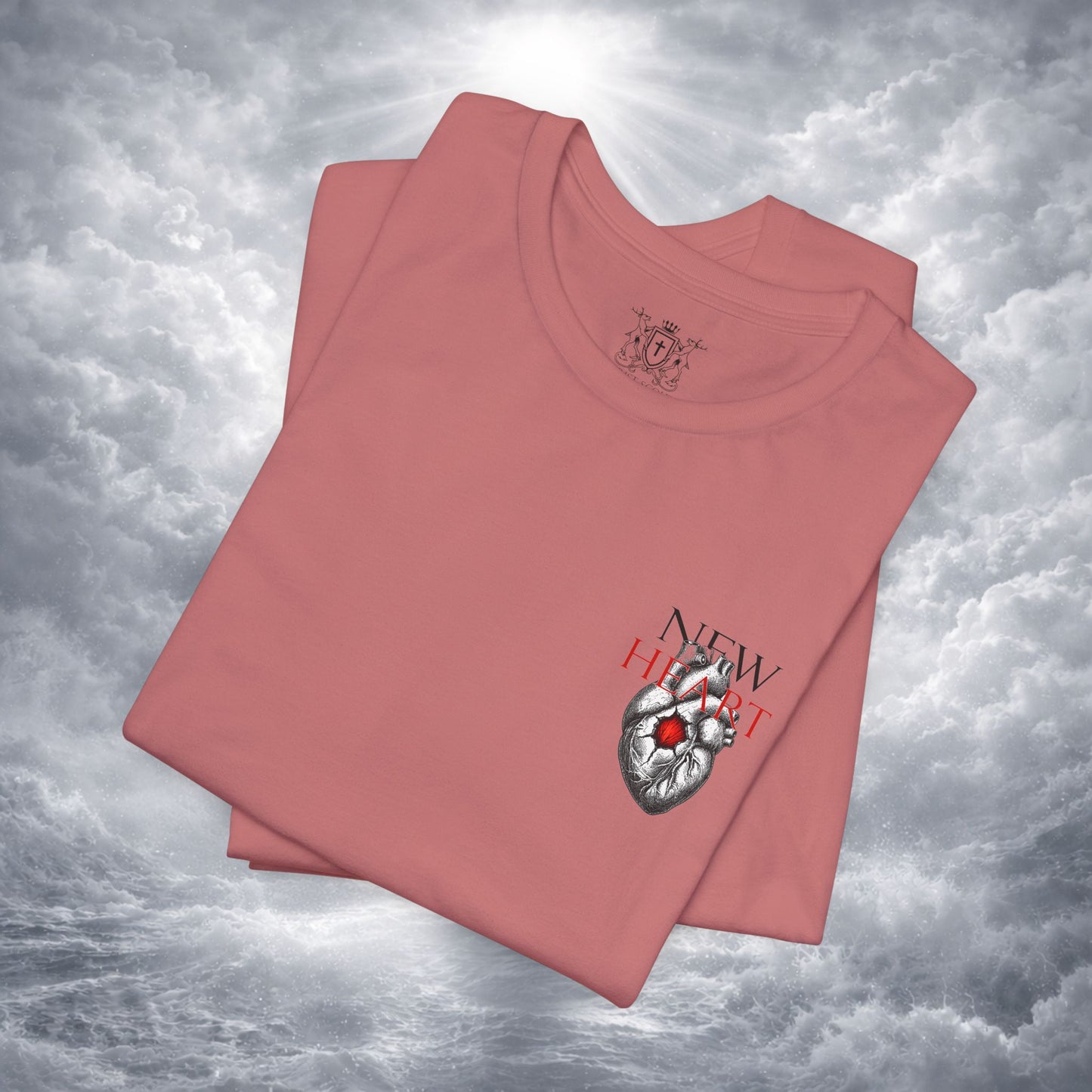 New Heart — Ezekiel 36:26 Christian Typographic Tee | Christ Scouts