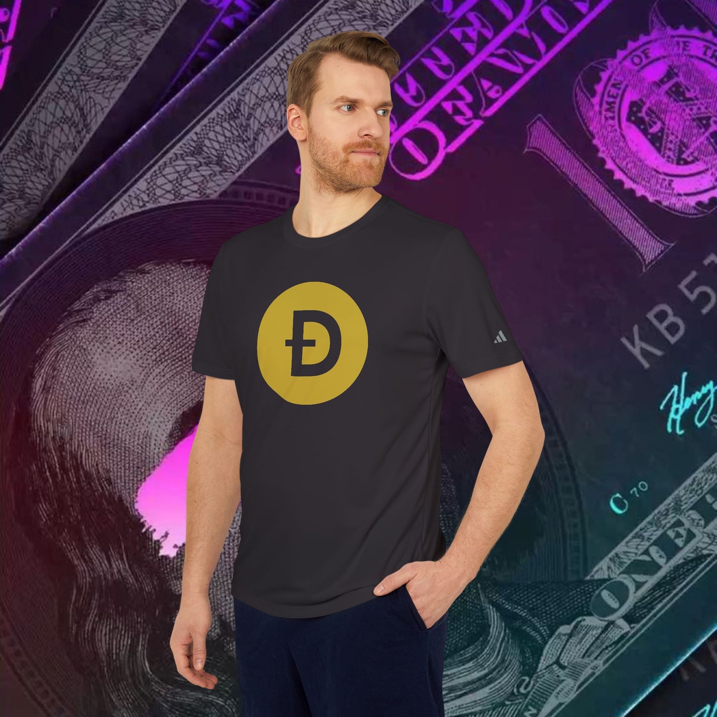 adidas® Unisex Sport T-shirt (Dogecoin - DOGE) big logo