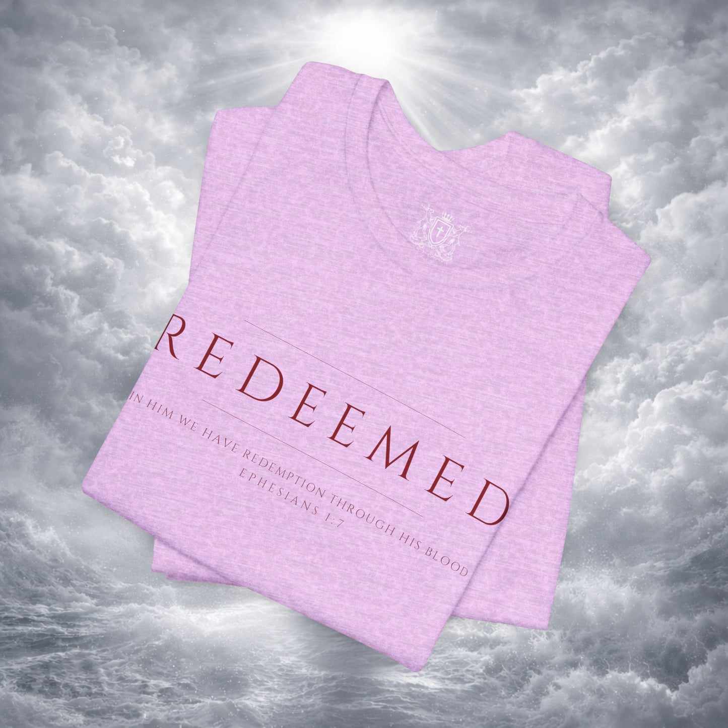 REDEEMED Christian Shirt | Ephesians 1:7 Bible Verse Tee | Christian Apparel