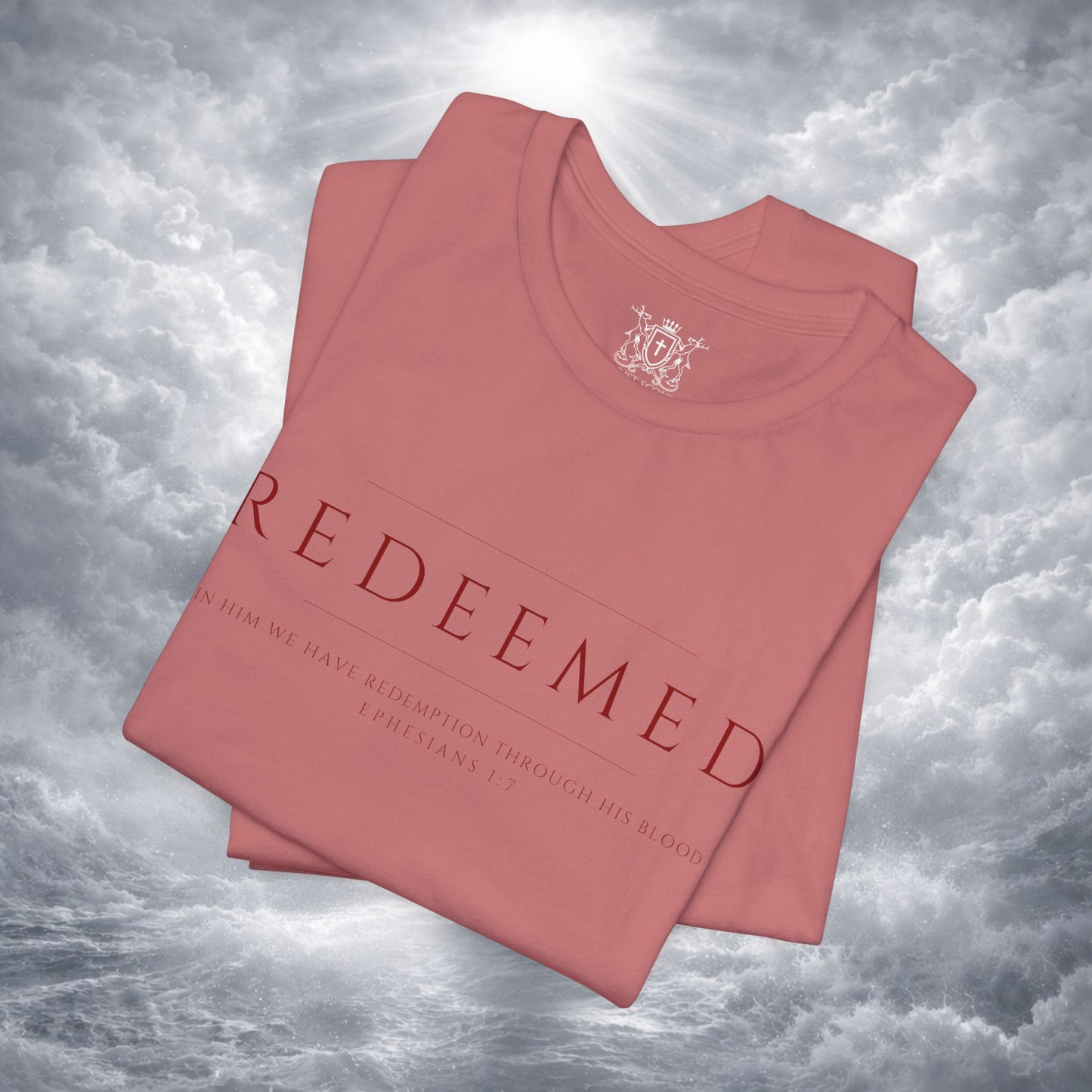 REDEEMED Christian Shirt | Ephesians 1:7 Bible Verse Tee | Christian Apparel