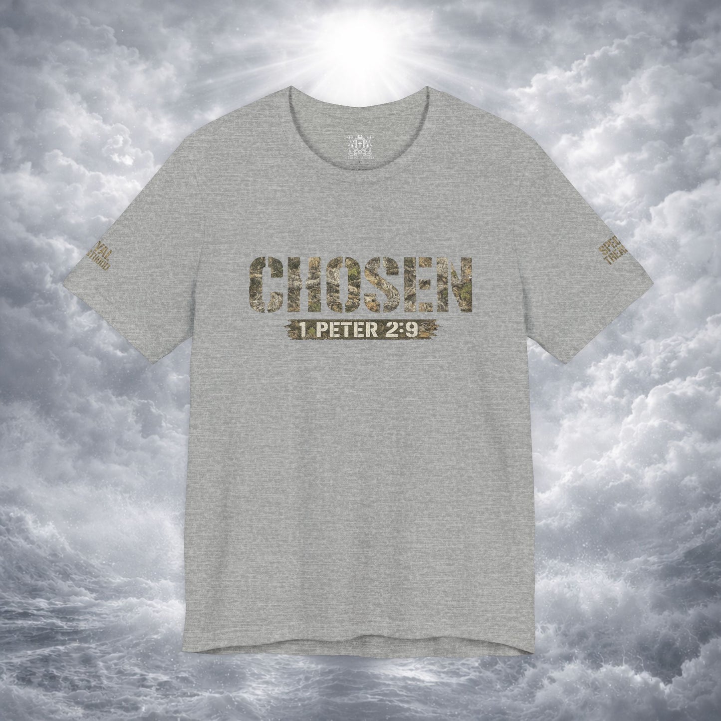 CHOSEN Camo Tee, Royal Priesthood, Special Treasure | 1 Peter 2:9 Christian Apparel