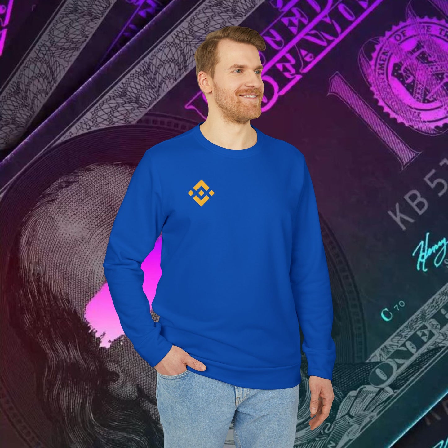 adidas® Unisex Fleece Crewneck Sweatshirt (Binance - BNB)