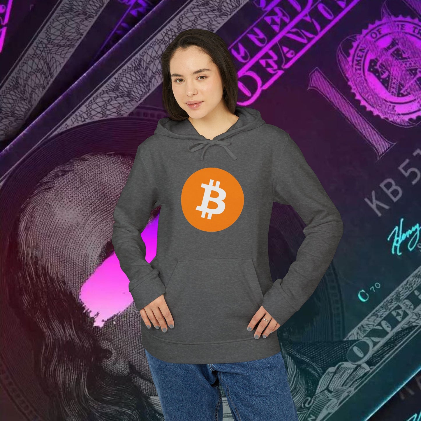 adidas® Unisex Fleece Hoodie (Bitcoin - BTC) big logo