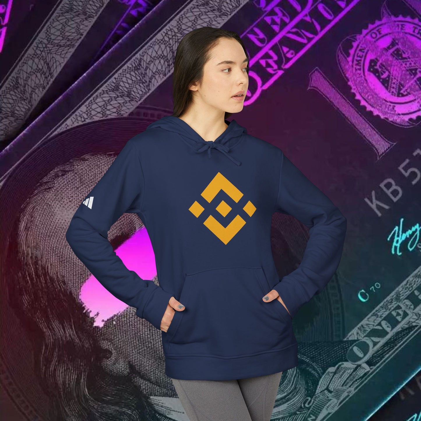 adidas® Unisex Fleece Hoodie (Binance - BNB) big logo