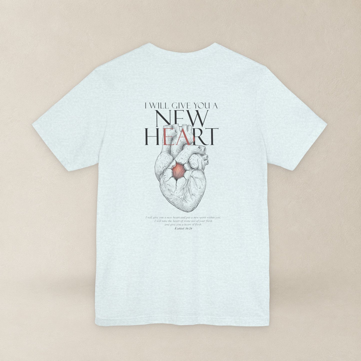 New Heart — Ezekiel 36:26 Christian Typographic Tee | Christ Scouts