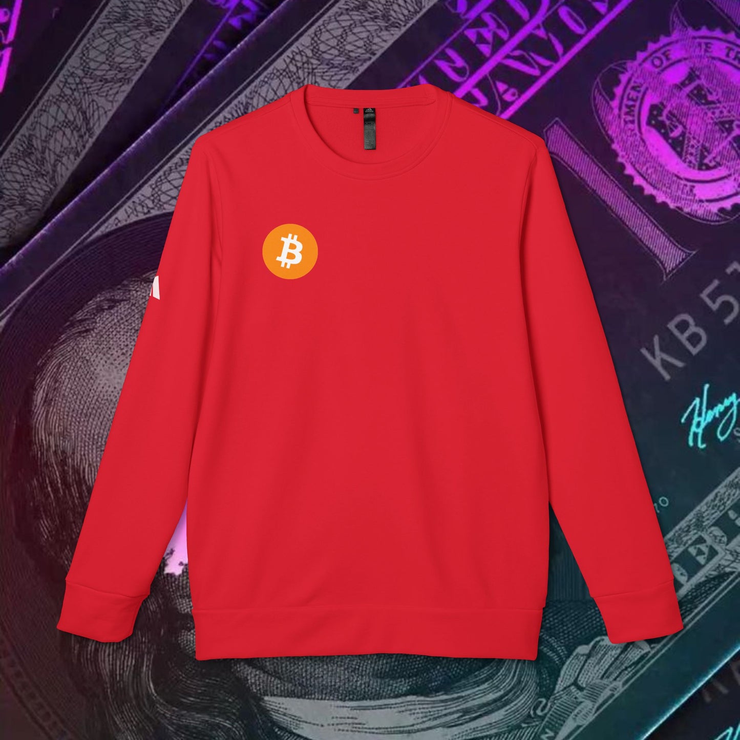 adidas® Unisex Fleece Crewneck Sweatshirt (Bitcoin - BTC)