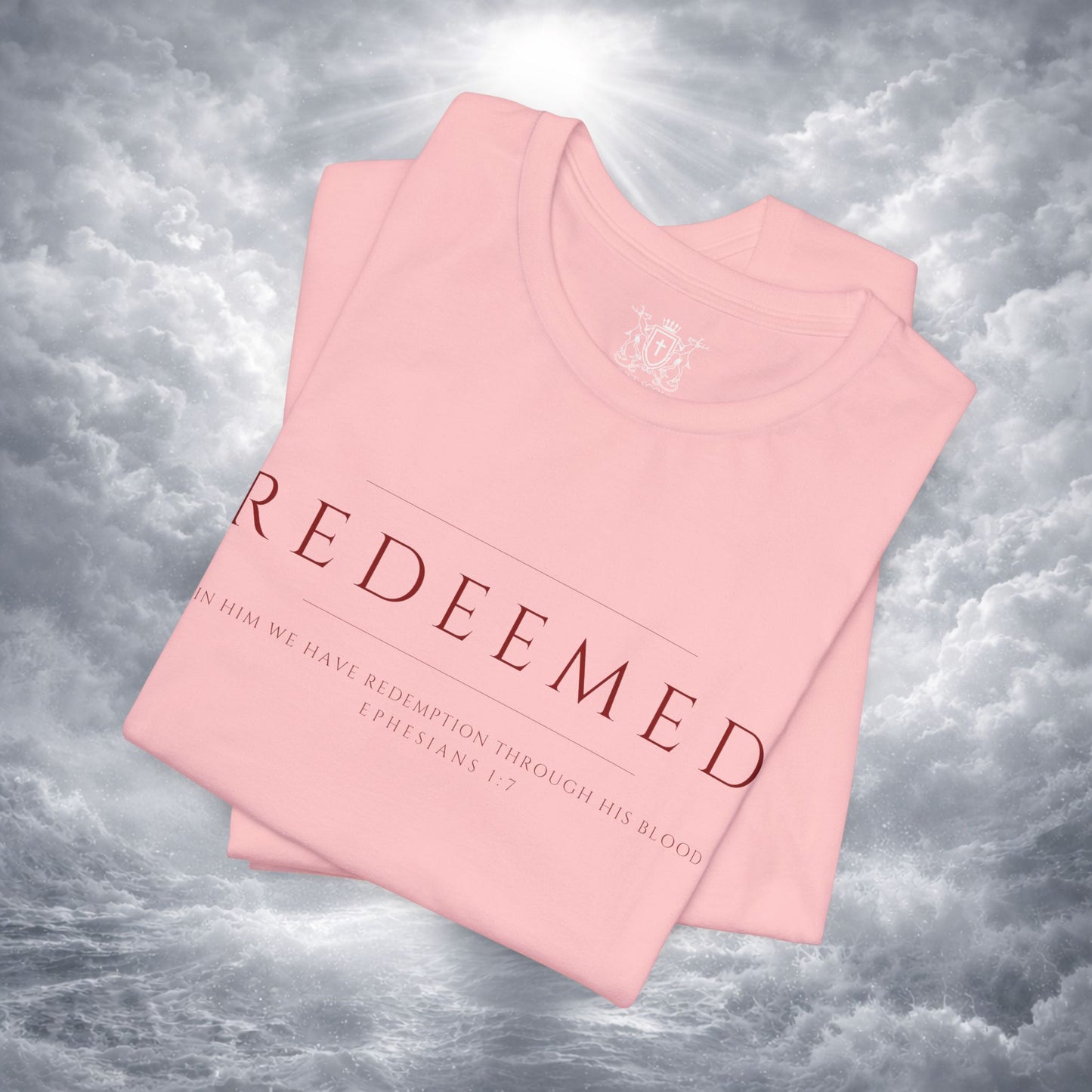 REDEEMED Christian Shirt | Ephesians 1:7 Bible Verse Tee | Christian Apparel