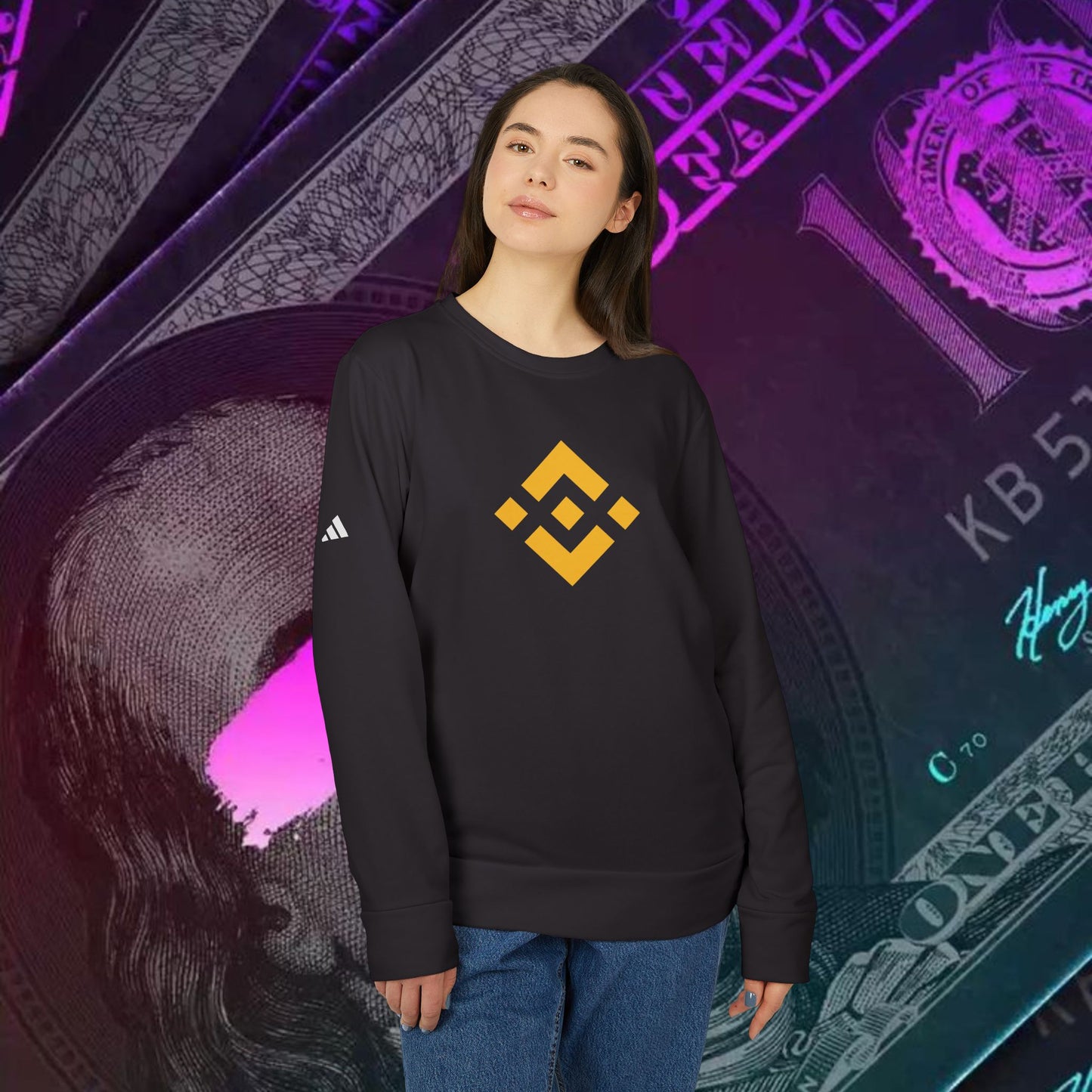 adidas® Unisex Fleece Crewneck Sweatshirt (Binance - BNB) big logo