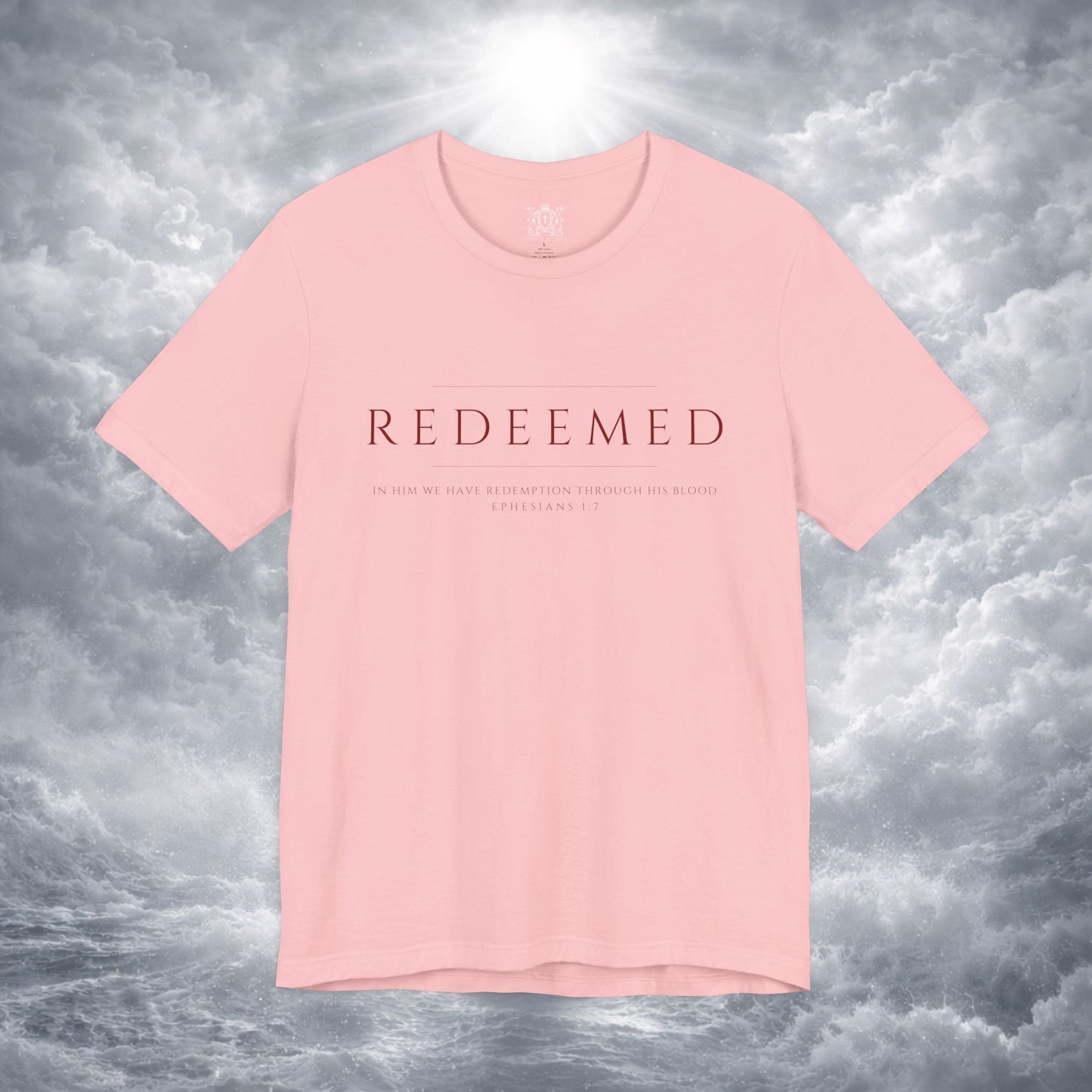 REDEEMED Christian Shirt | Ephesians 1:7 Bible Verse Tee | Christian Apparel