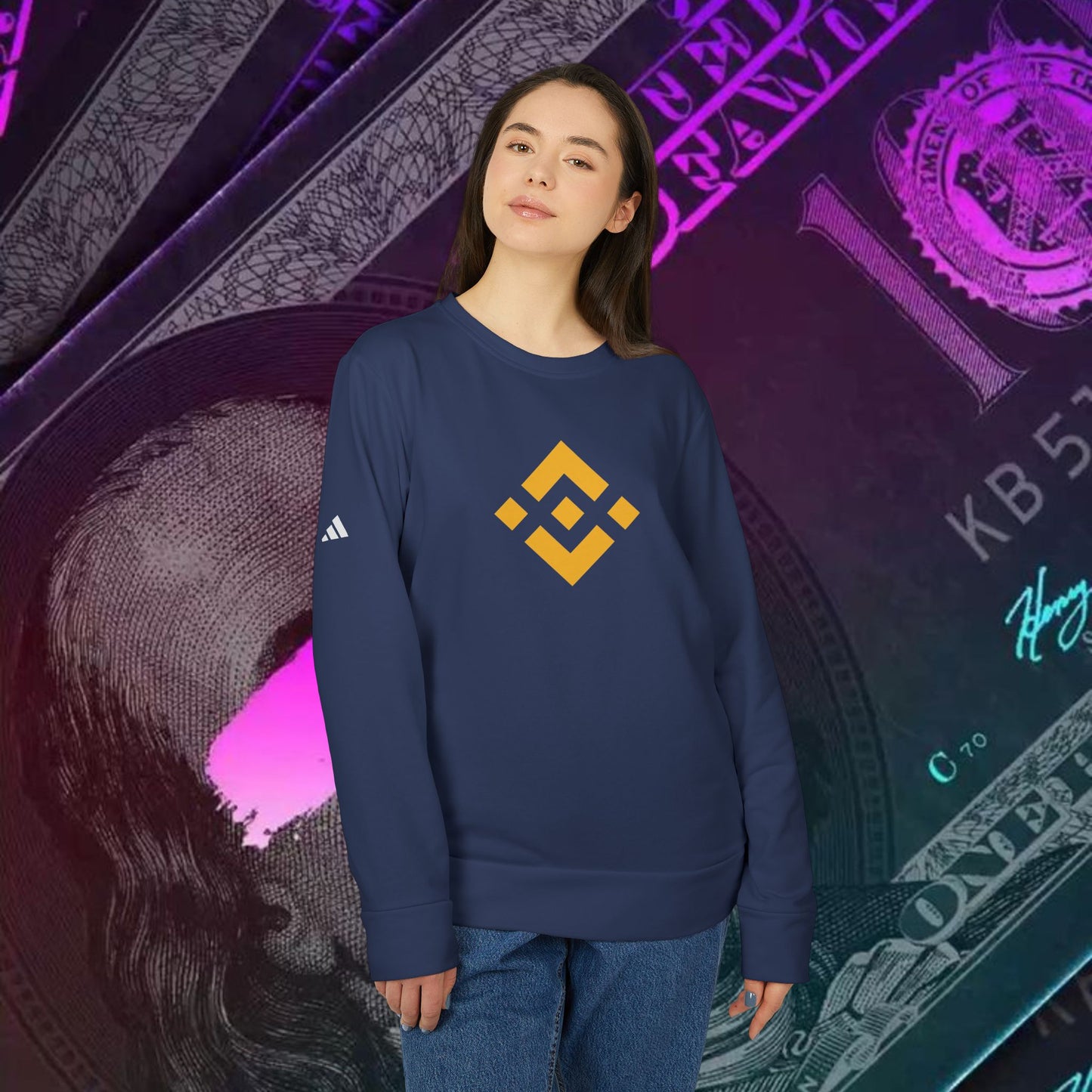 adidas® Unisex Fleece Crewneck Sweatshirt (Binance - BNB) big logo