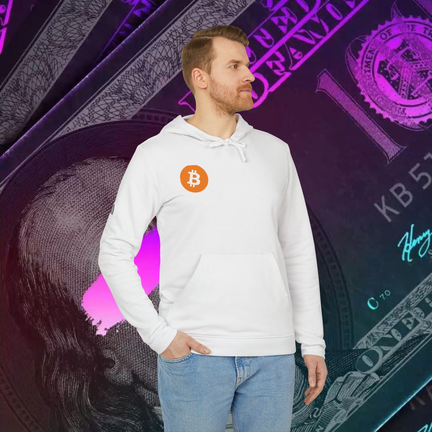 adidas® Unisex Fleece Hoodie (Bitcoin - BTC)