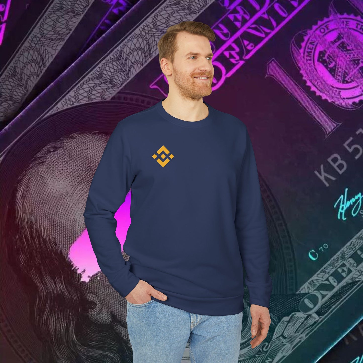 adidas® Unisex Fleece Crewneck Sweatshirt (Binance - BNB)