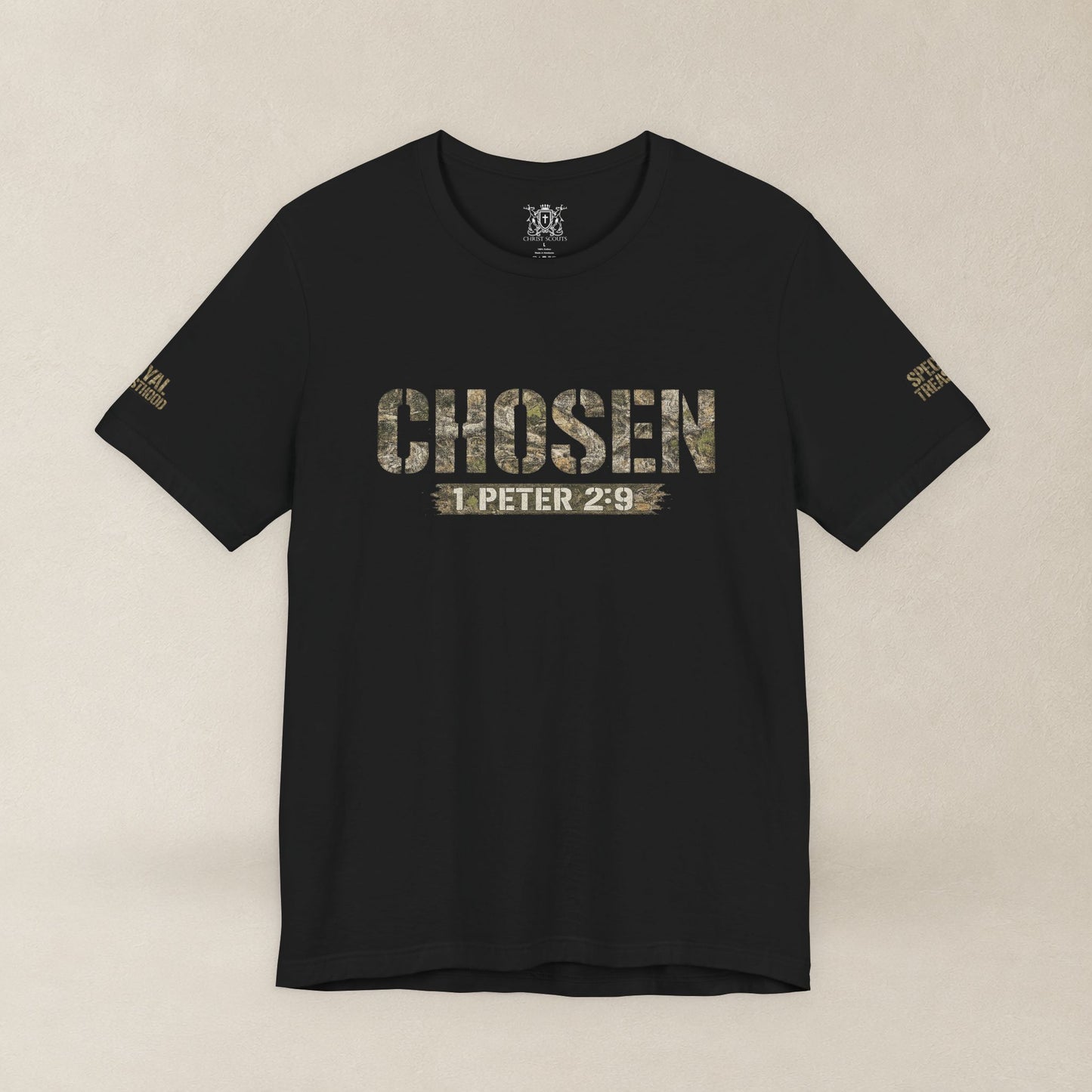 CHOSEN Camo Tee, Royal Priesthood, Special Treasure | 1 Peter 2:9 Christian Apparel