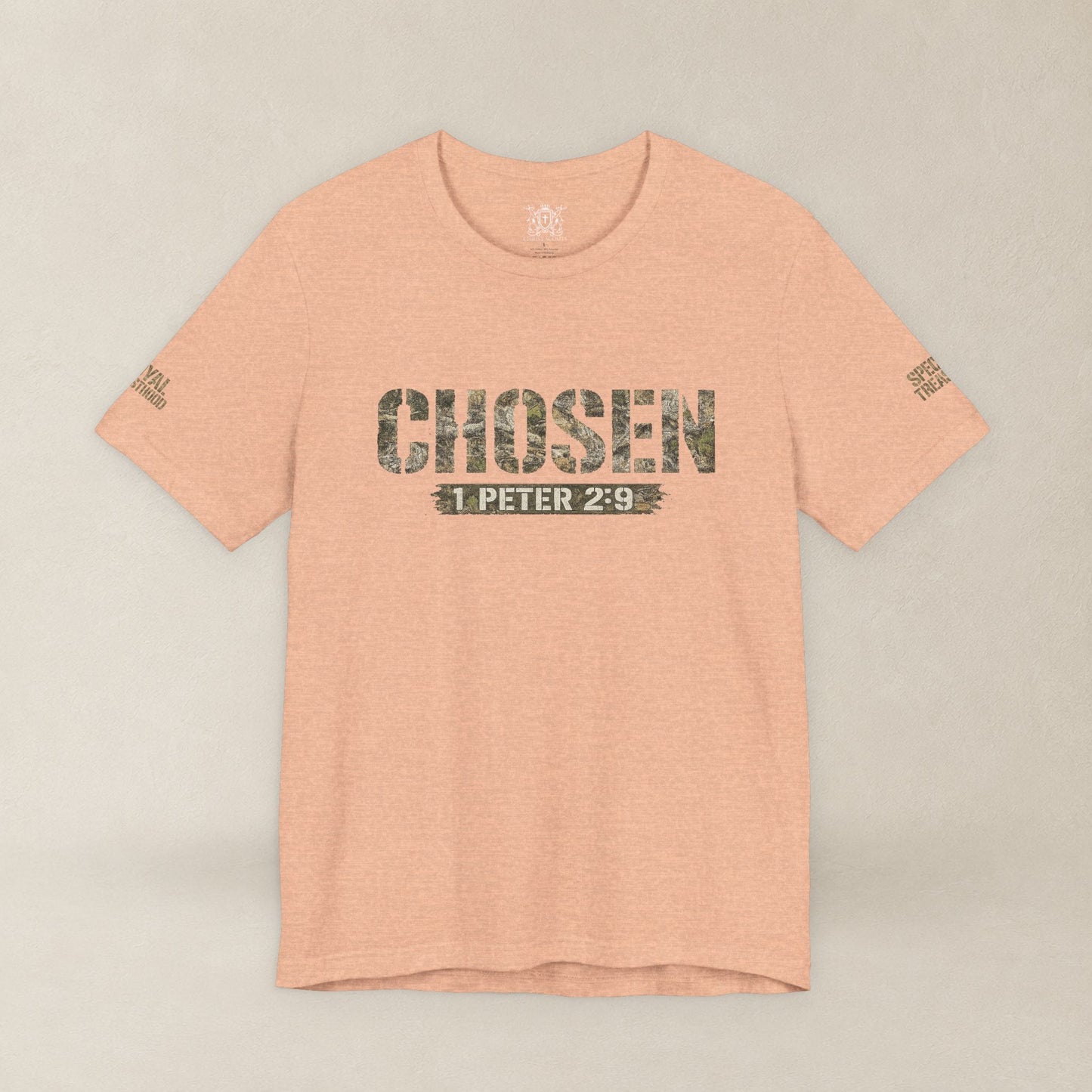 CHOSEN Camo Tee, Royal Priesthood, Special Treasure | 1 Peter 2:9 Christian Apparel