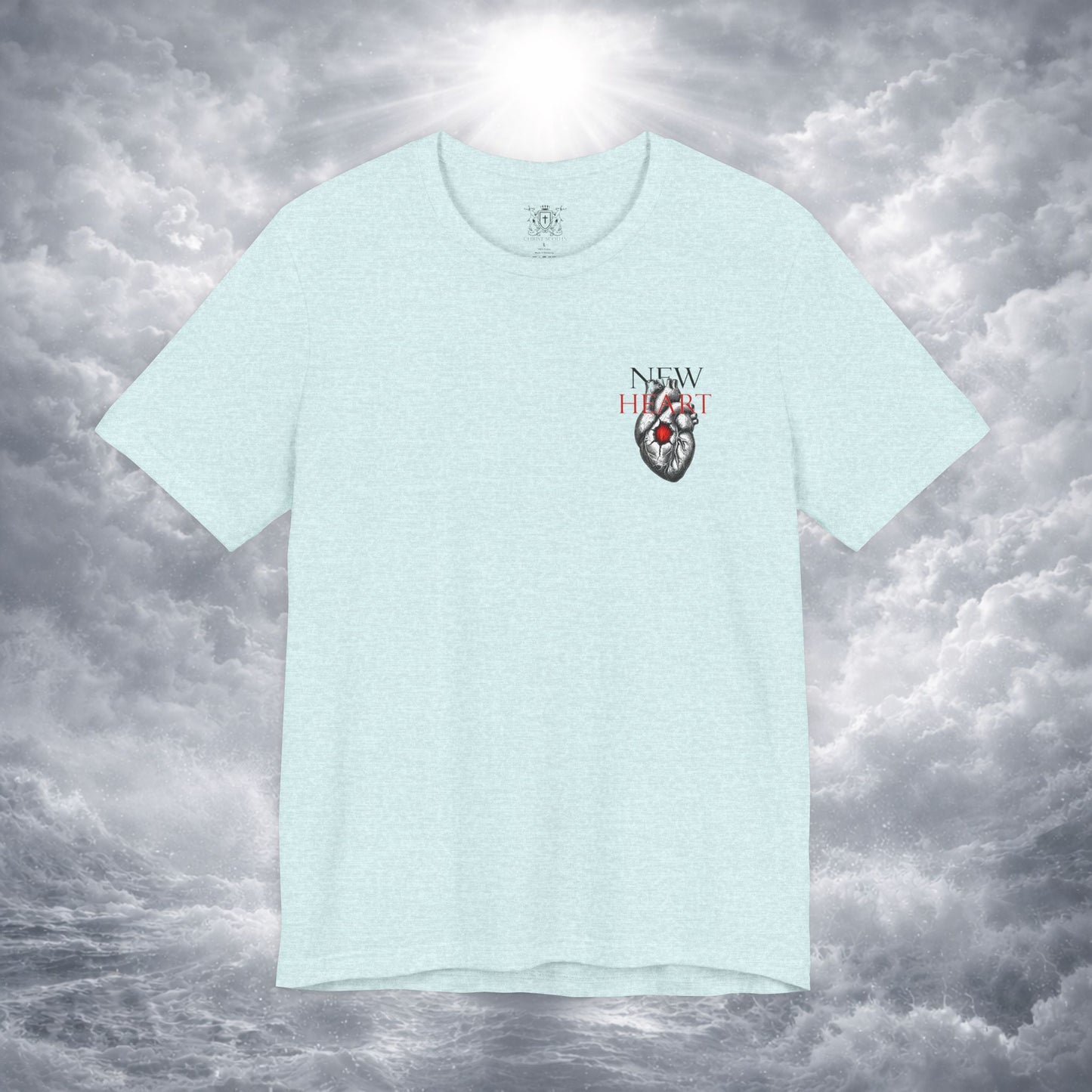 New Heart — Ezekiel 36:26 Christian Typographic Tee | Christ Scouts