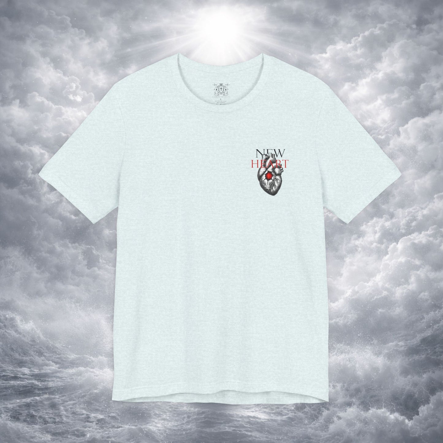 New Heart — Ezekiel 36:26 Christian Typographic Tee | Christ Scouts