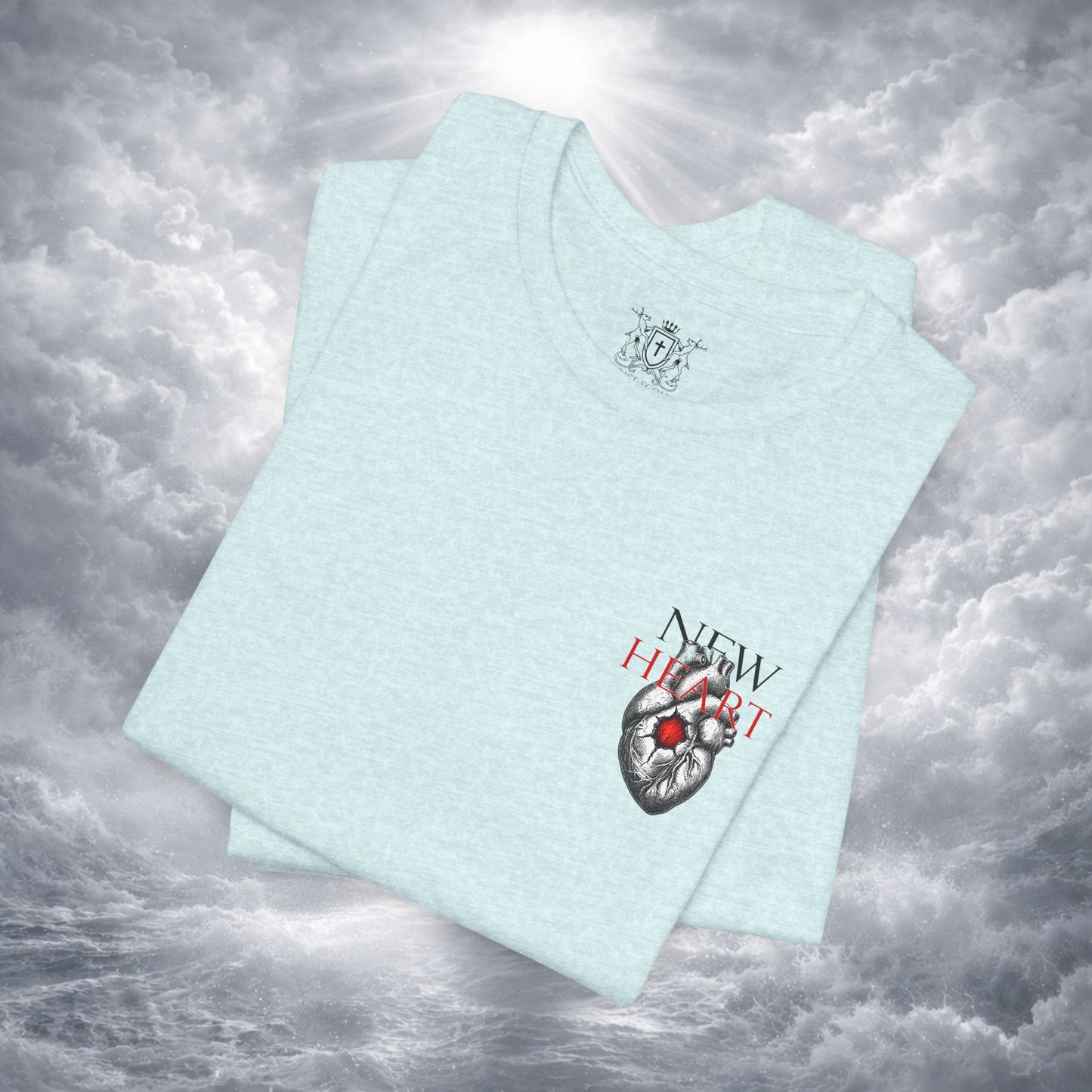 New Heart — Ezekiel 36:26 Christian Typographic Tee | Christ Scouts
