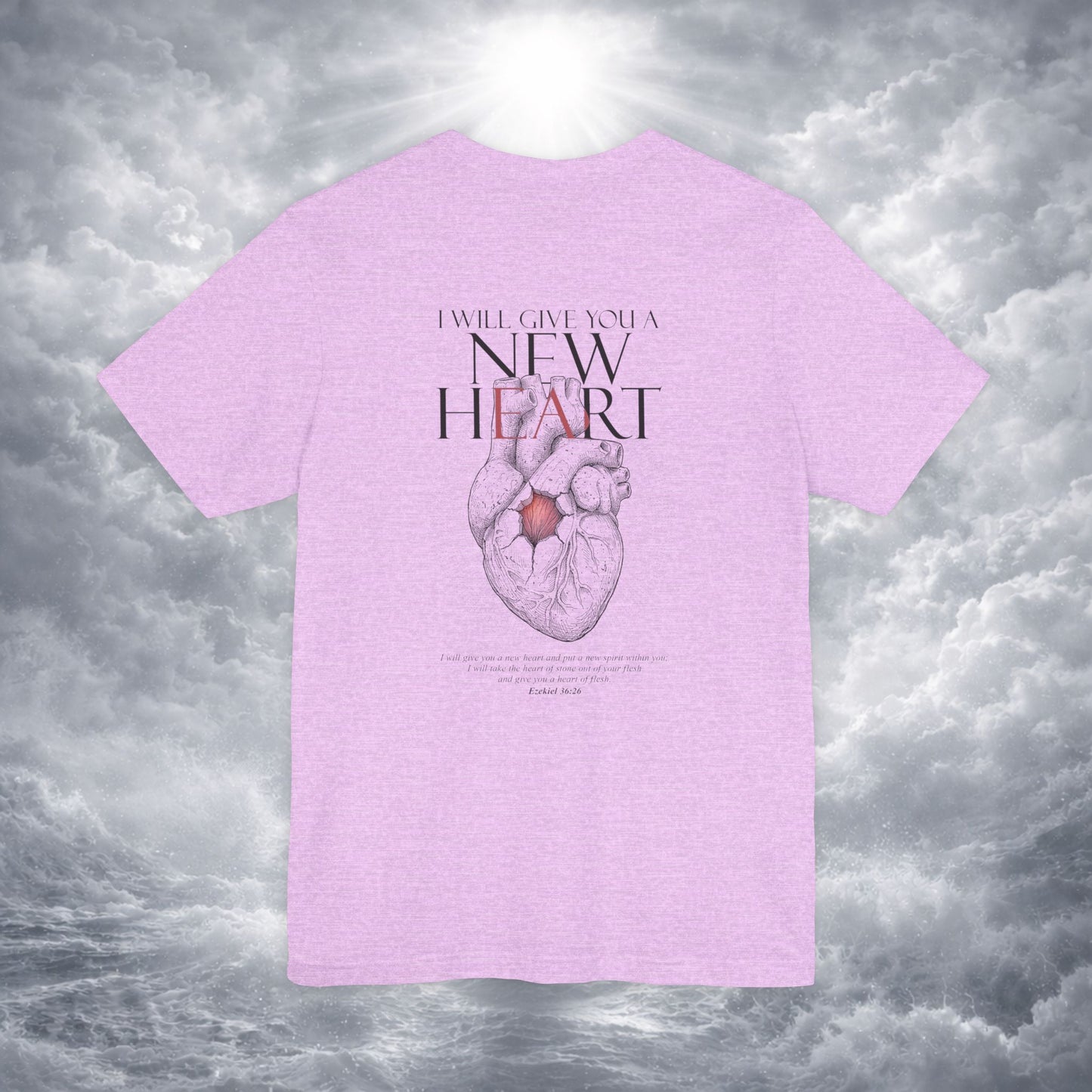 New Heart — Ezekiel 36:26 Christian Typographic Tee | Christ Scouts