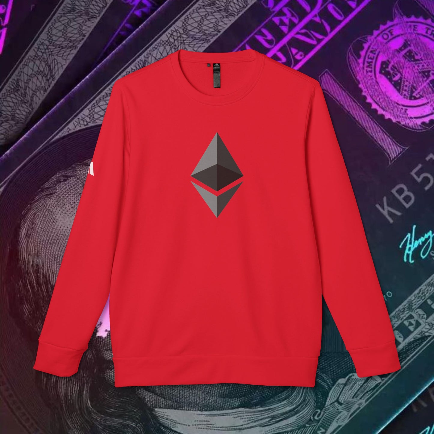 adidas® Unisex Fleece Crewneck Sweatshirt (Ethereum - ETH) big logo