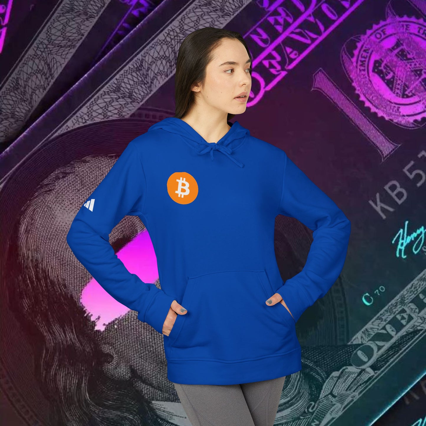 adidas® Unisex Fleece Hoodie (Bitcoin - BTC)