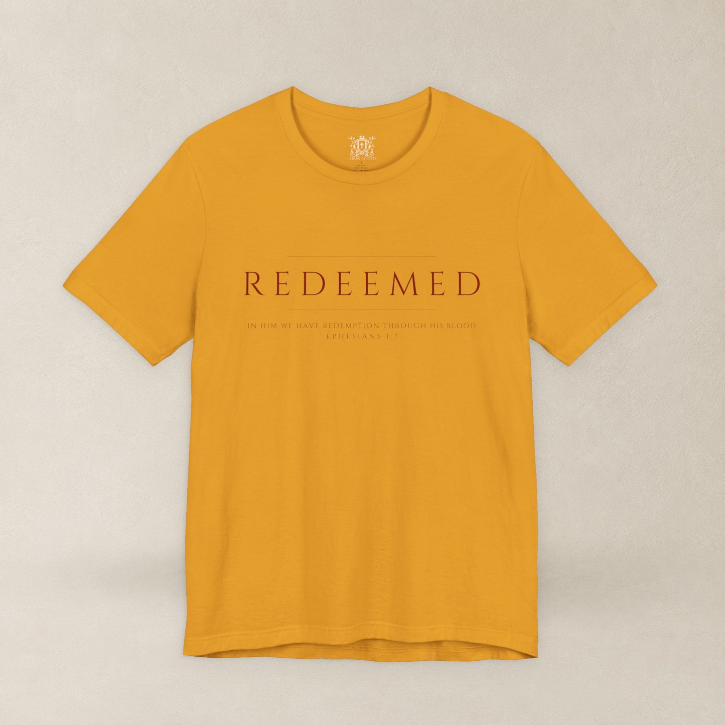 REDEEMED Christian Shirt | Ephesians 1:7 Bible Verse Tee | Christian Apparel