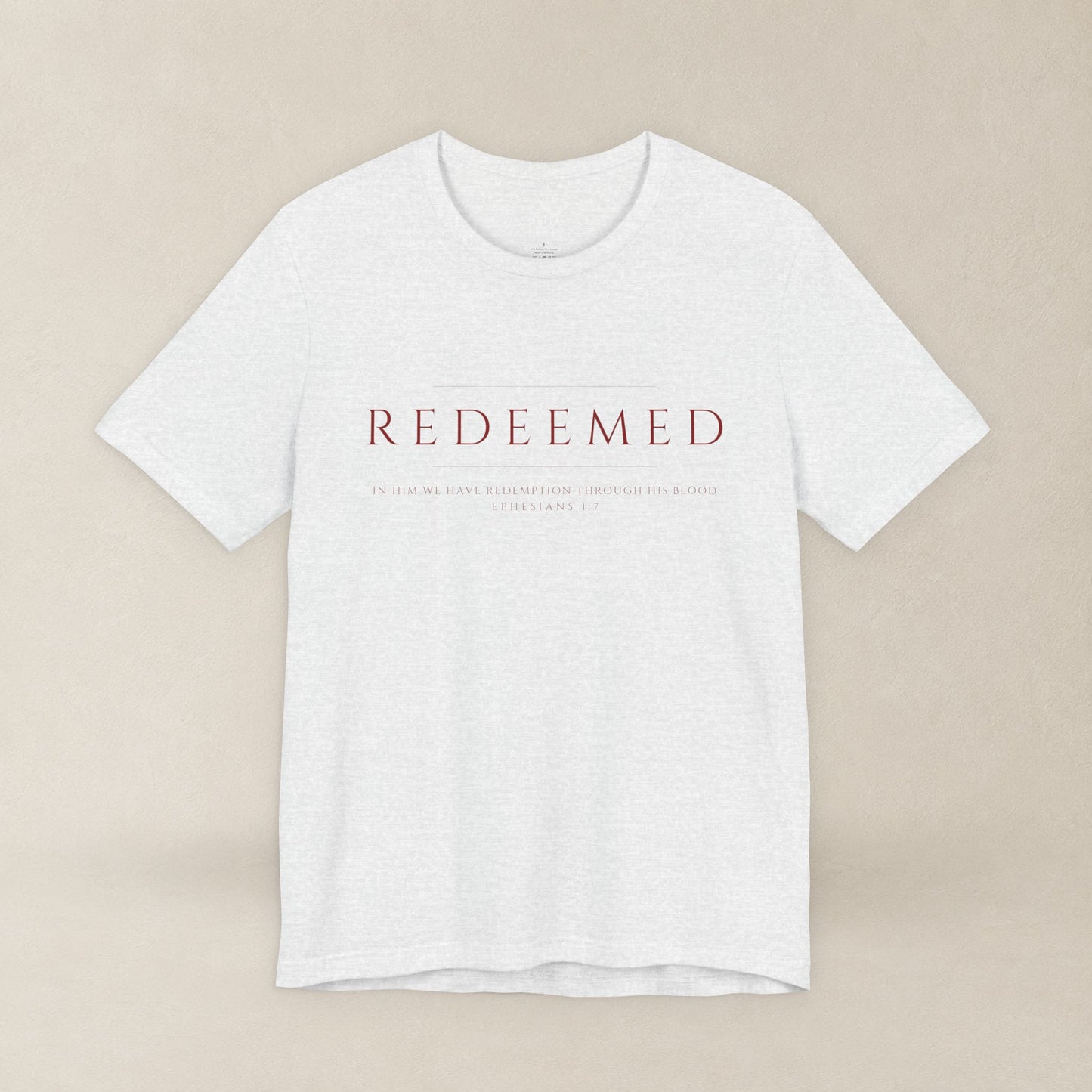 REDEEMED Christian Shirt | Ephesians 1:7 Bible Verse Tee | Christian Apparel