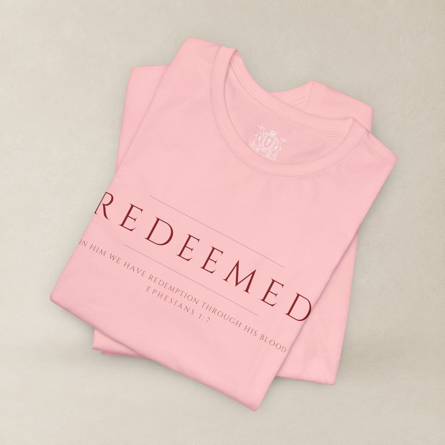 REDEEMED Christian Shirt | Ephesians 1:7 Bible Verse Tee | Christian Apparel