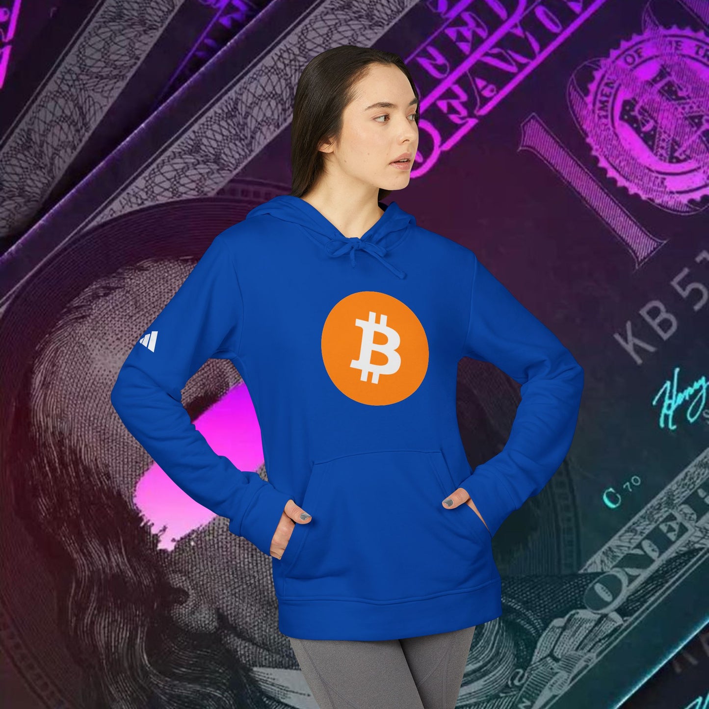 adidas® Unisex Fleece Hoodie (Bitcoin - BTC) big logo