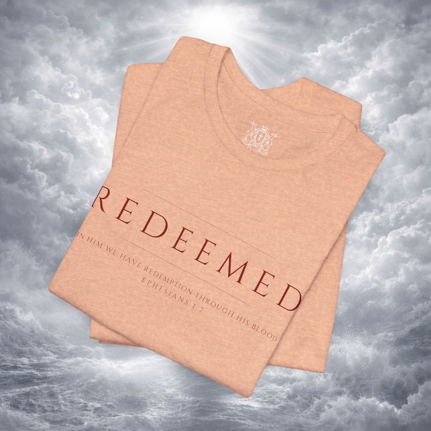 REDEEMED Christian Shirt | Ephesians 1:7 Bible Verse Tee | Christian Apparel