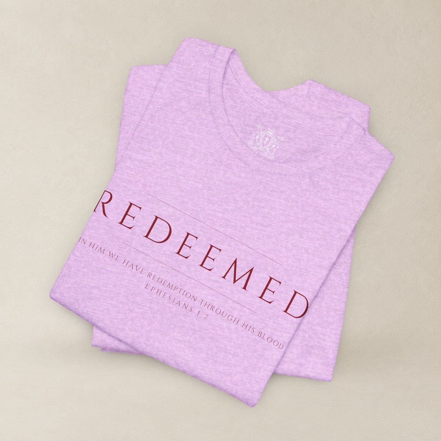 REDEEMED Christian Shirt | Ephesians 1:7 Bible Verse Tee | Christian Apparel