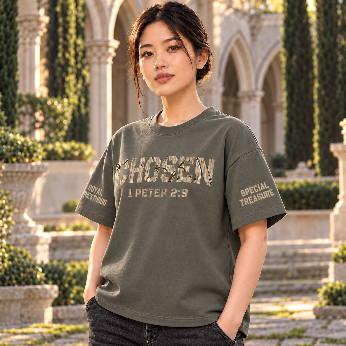 CHOSEN 1 Peter 2 9 Camo Heavy Tee