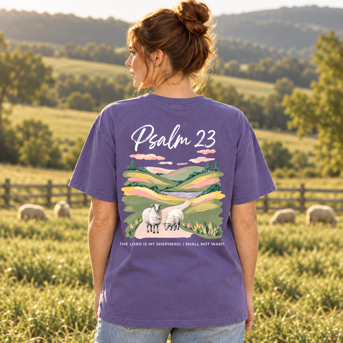 Psalm 23 Oversized Faded Tee The Lord Is My Shepherd
