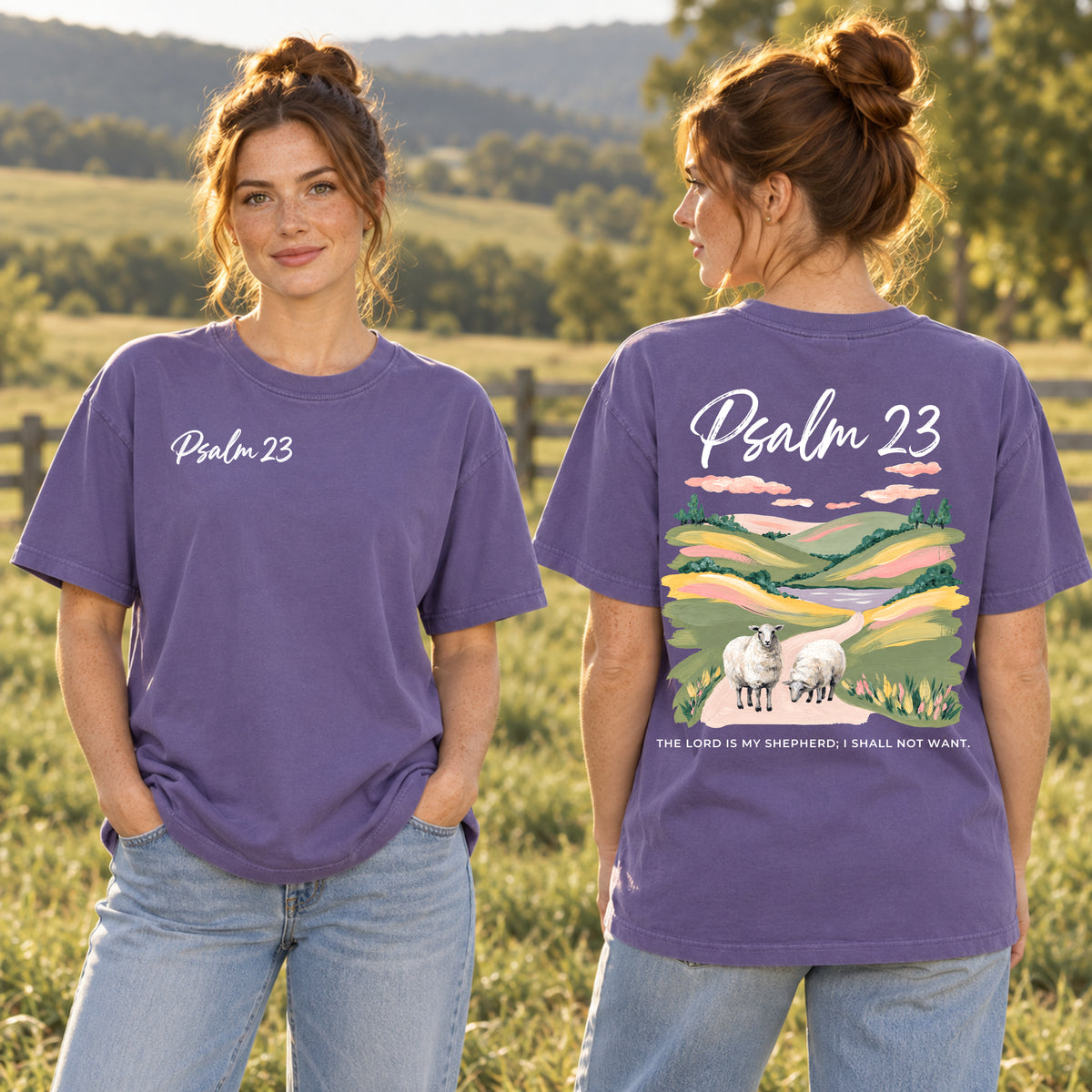 Psalm 23 Oversized Faded Tee The Lord Is My Shepherd