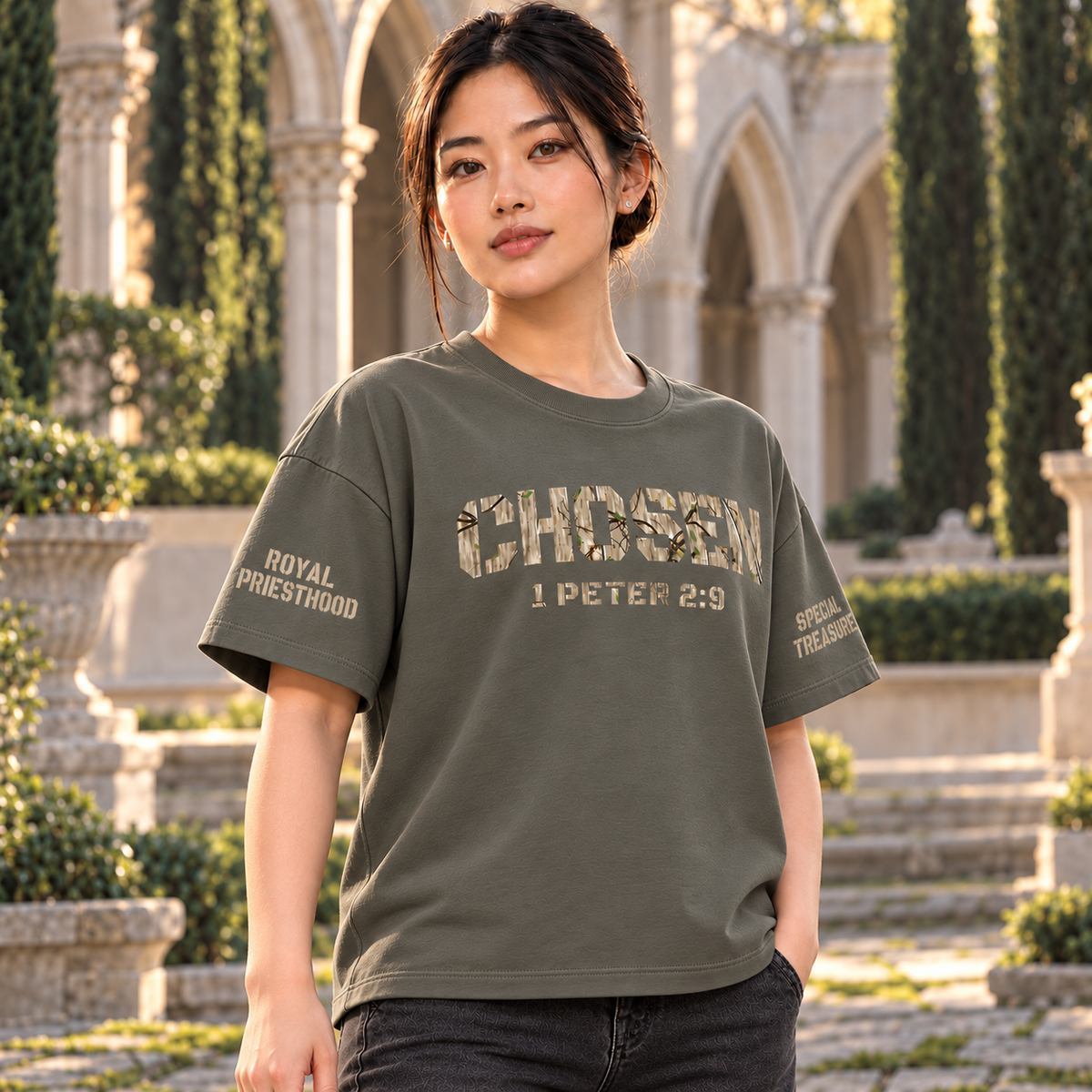 CHOSEN 1 Peter 2 9 Camo Heavy Tee