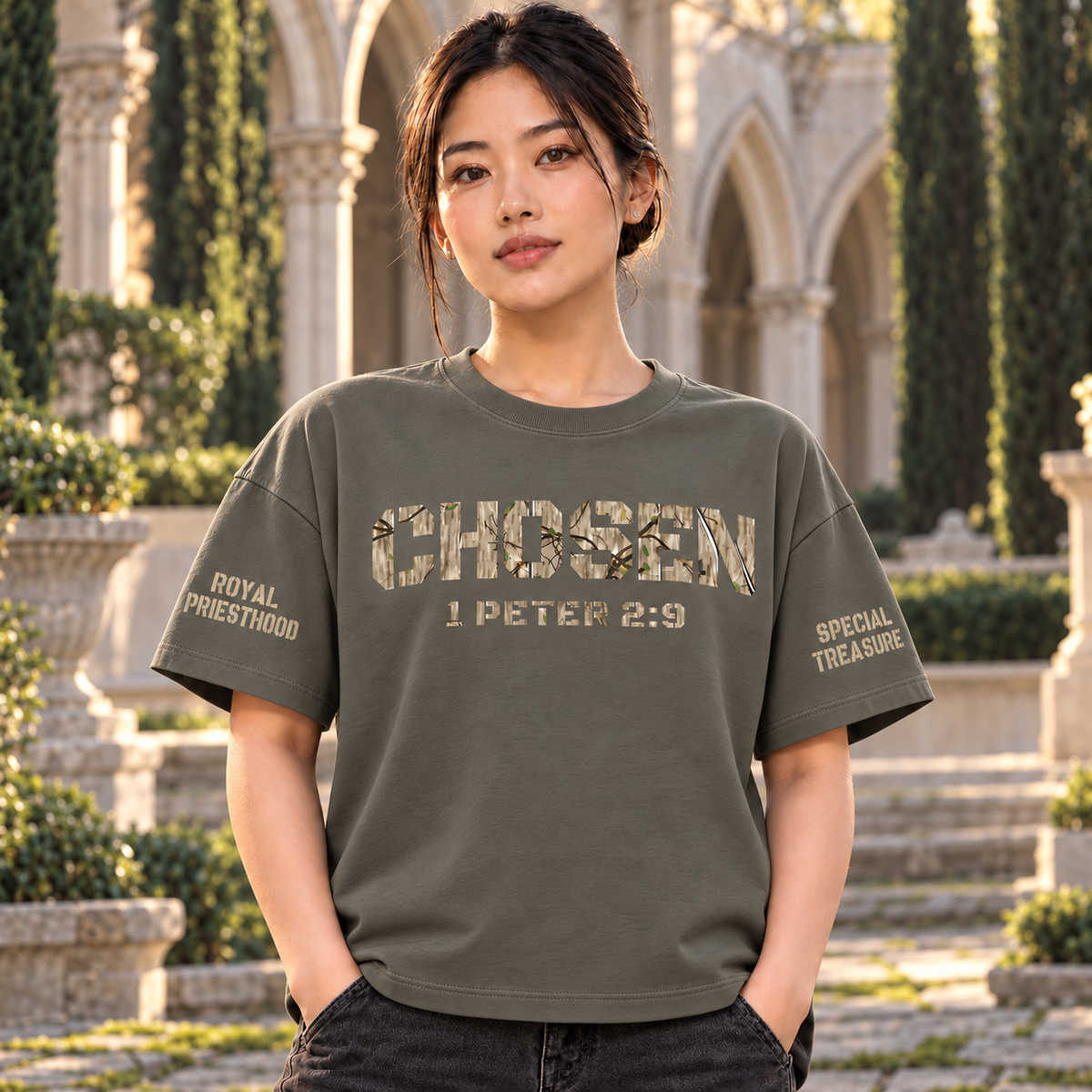 CHOSEN 1 Peter 2 9 Camo Heavy Tee